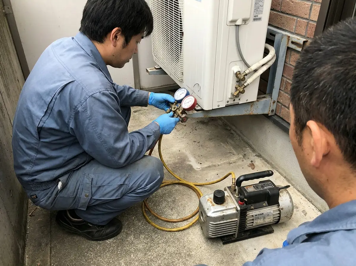 Topup gas aircond R32 R410A R22 dengan ujian bocor